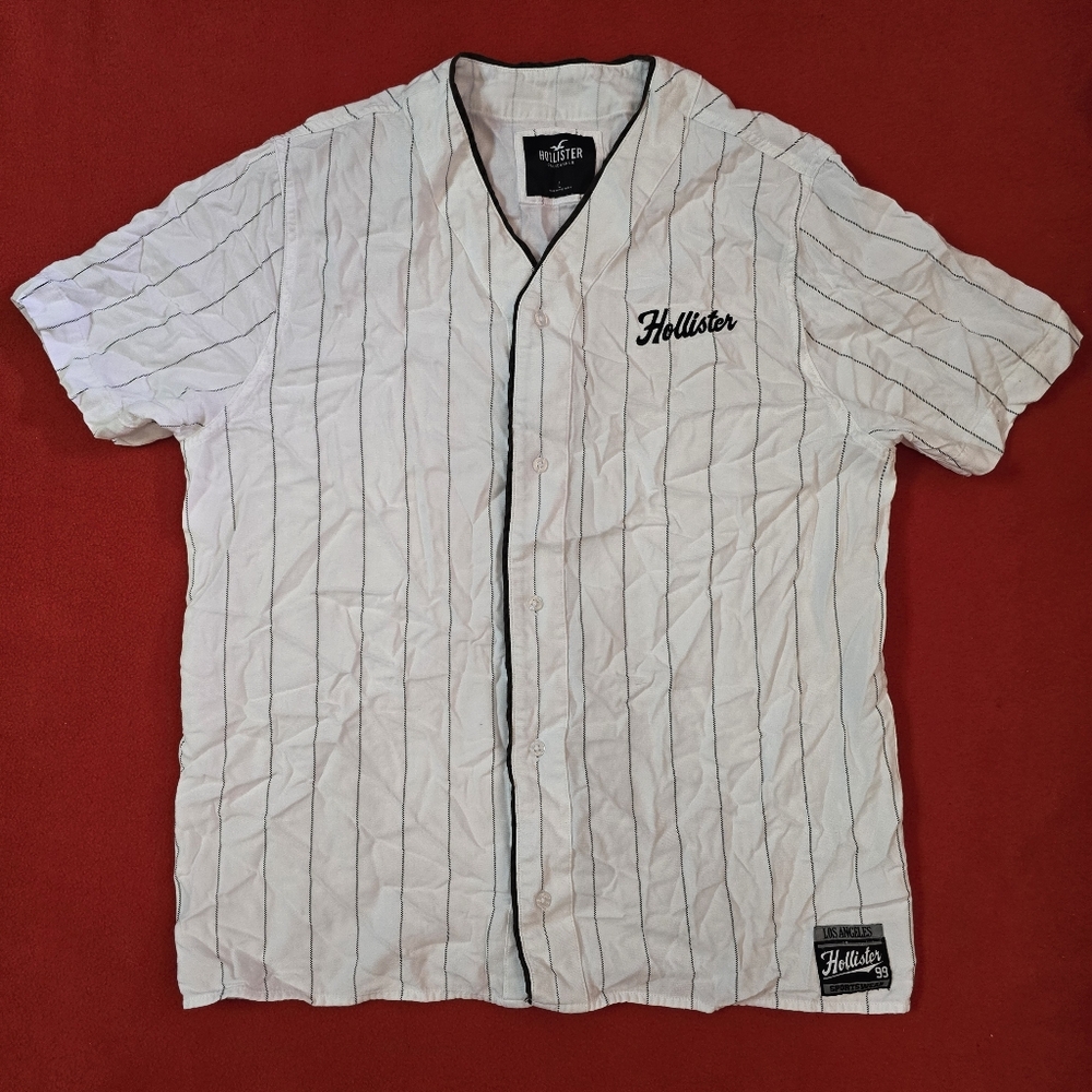 Hollister 99 Sportswear White Baseball Jersey Shirt Los Angeles Men L Vintage